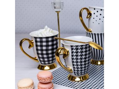 Zdjęcie: Kubek porcelanowy Diana Gold 300 ml kratka AMBITION