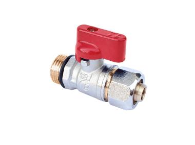 Zdjęcie: Zawór kulowy mini do rur Pex 1/2"x16x2,0 czerwony CALIDO