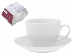 Filiżanka i spodek Pure white 240 ml z porcelany New Bone 81434 RAVI
