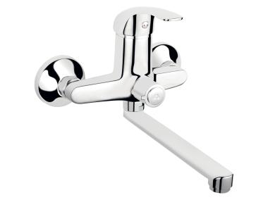 Zdjęcie: Bateria umywalkowa ścienna Vasto z przyłączem natrysku, chrom FERRO