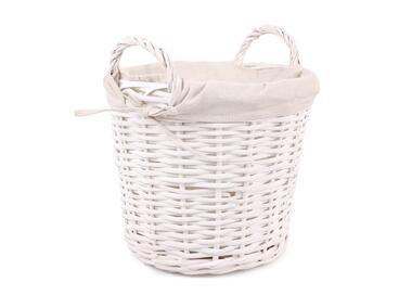 Zdjęcie: Kosz wiklinowy z uchwytami i materiałem 28x28x25/30 cm biały TIN TOURS