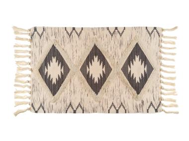Zdjęcie: Dywanik łazienkowy Boho 60x90 cm romby czarno-beżowy ALSEA