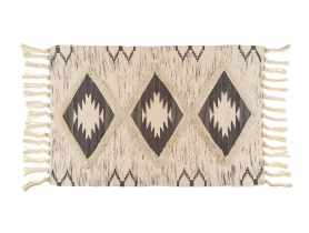 Dywanik łazienkowy Boho 60x90 cm romby czarno-beżowy ALSEA