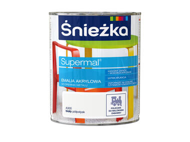 Zdjęcie: Farba emaliowo-akrylowa Supermal 0,8 L biała ŚNIEŻKA