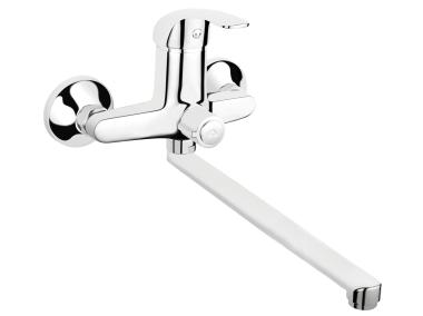 Zdjęcie: Bateria umywalkowo-wannowa ścienna z przyłączem natrysku Vasto, chrom FERRO