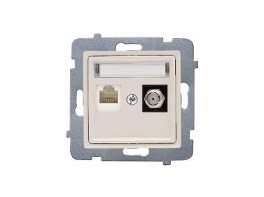 Zdjęcie: Gniazdo komputerowo RJ45 + antenowe F bez ramki GPKA-Q/m bez ramki Rosa kaszmir POLMARK