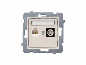 Gniazdo komputerowo RJ45 + antenowe F bez ramki GPKA-Q/m bez ramki Rosa kaszmir POLMARK