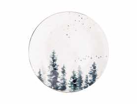 Talerz deserowy Misty Forest 20 cm biały dekoracja las ALTOMDESIGN