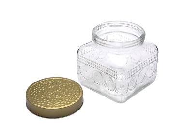 Zdjęcie: Pojemnik kwadratowy Daisy z pokrywką w kolorze złota 12,5x12,5x12 cm ALTOM DESIGN