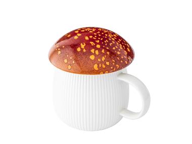 Zdjęcie: Kubek Pod kapeluszem 450 ml w kształcie grzybka z rudą pokrywką ALTOM DESIGN