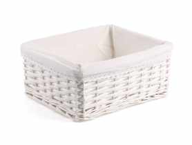 Szuflada wiklinowa z materiałem 35x25x15 cm biała TIN TOURS