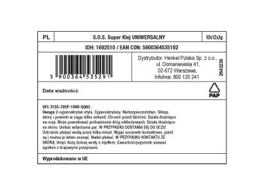 Zdjęcie: Klej S.O.S. Super Klej Uniwersalny 3 g PATTEX