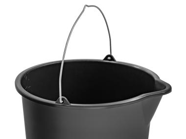 Zdjęcie: Wiadro budowlane z tworzywa sztucznego z lejkiem, kolor czarny, 15 litrów STELLA GREEN