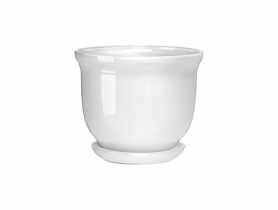 Doniczka ceramiczna z podstawką Grecka 20x25 cm biały odcień szary połysk FLOWERPOT