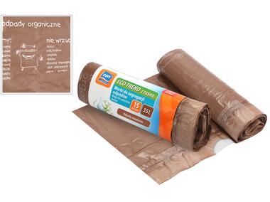 Zdjęcie: Worki na odpady organiczne Eco Trend z taśmą 35 L - 15 szt. brązowe RAVI