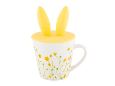 Zdjęcie: Kubek stożek Kaczeńce 330 ml z pokrywką silikonową uszy zająca ALTOM DESIGN