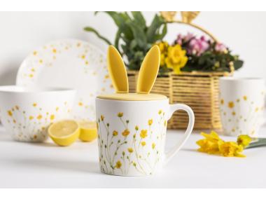 Zdjęcie: Kubek stożek Kaczeńce 330 ml z pokrywką silikonową uszy zająca ALTOM DESIGN