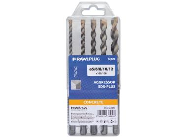 Zdjęcie: Zestaw wierteł Aggressor SDS Plus 5 szt., 5,6,8,10,12x100x160 mm RAWLPLUG
