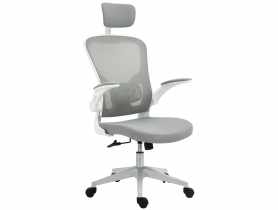 Fotel Venta White z zagłówkiem tkanina szara rama biała TS INTERIOR