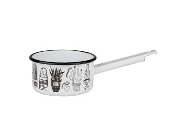 Zdjęcie: Rondel emaliowany z trzonkiem  Cactus White 1 L - 14 cm biały SILESIA