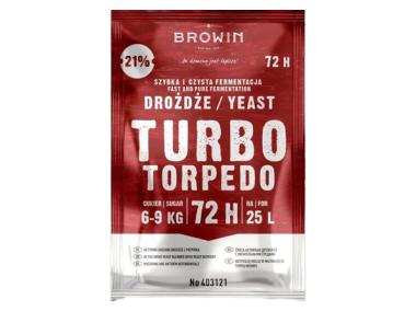 Zdjęcie: Drożdże gorzelnicze Turbo Torpedo 72h 21% - 120 g BROWIN