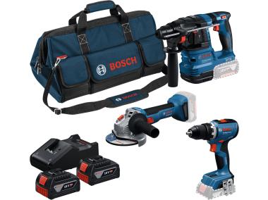 Zdjęcie: Zestaw elektronarzędzi (GSR 18V-65 + GBH 18V-22 + GWS 18V-8 (2x GBA 18V 4.0Ah; GAL 18V) BOSCH