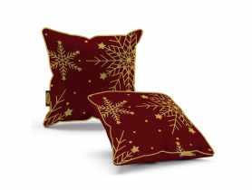 Poduszka welwetowa świąteczna 45x45 cm czerwono-złota EUROFIRANY