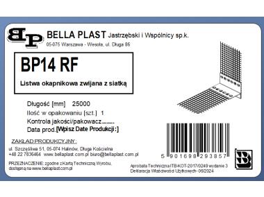 Zdjęcie: Listwa okapnikowa PVC BP14 RF L2500, podtynkowa, zwijana, z siatką BELLA PLAST