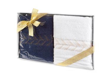 Zdjęcie: Komplet ręczników Glow 50x90 cm -2 szt. biało-granatowe EUROFIRANY