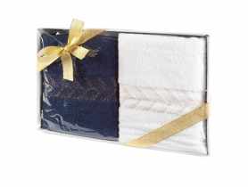 Komplet ręczników Glow 50x90 cm -2 szt. biało-granatowe EUROFIRANY