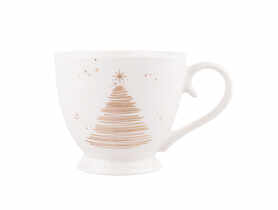 Filiżanka Jumbo Golden Christmas na stopce 350 ml biała ALTOMDESIGN
