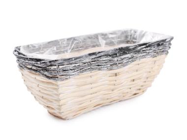 Zdjęcie: Balkonówka doniczka wiklinowa do obsadzania kwiatami 30x14x12 cm TIN TOURS