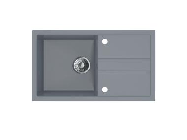 Zdjęcie: Zlewozmywak granitowy Bravo New 1-komorowy szary 76x44x19,5 cm syfon manualny MILÓ