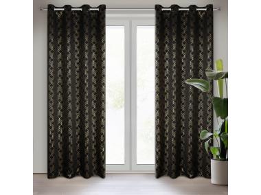 Zdjęcie: Zasłona gotowa D91 Poli 140 x 250 cm czarny EUROFIRANY