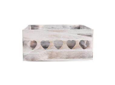 Zdjęcie: Skrzynka drewniana z wyciętymi sercami 20x20x10 cm TIN TOURS