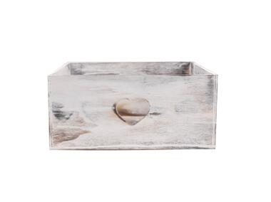 Zdjęcie: Skrzynka drewniana z wyciętymi sercami 20x20x10 cm TIN TOURS