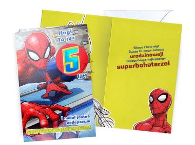 Zdjęcie: Karnet DHS-007 Urodziny 5 - Spider-Man, cyferki KUKARTKA