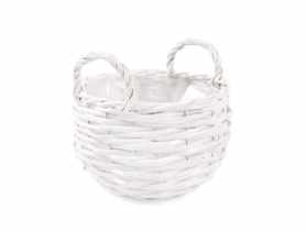 Osłonka wiklinowa z uchwytami 21x21x14/20 h cm biała TIN TOURS