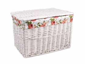 Kufer wiklinowy z materiałem w róże 55x39x37 cm TIN TOURS