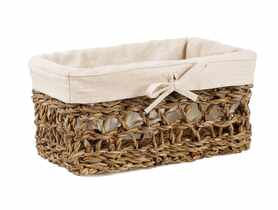 Koszyk ażurowy z trawy morskiej z materiałem 27x17x14 cm TIN TOURS