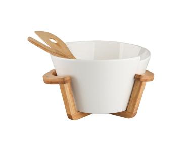 Zdjęcie: Salaterka owalna Regular 29x25x16 cm z podstawą i Łyżkami bambusowymi nbc ALTOMDESIGN
