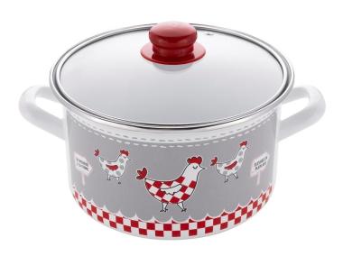 Zdjęcie: Garnek emaliowany Proste Kurki 22 cm - 5,3 L szary EMALIA PLESZEW