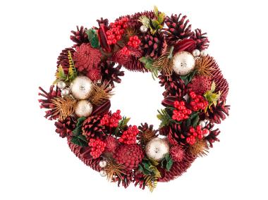 Zdjęcie: Wianek zimowy w czerwonych odcieniach 30x30x8 cm ALTOMDESIGN