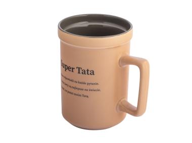 Zdjęcie: Kubek prosty 440 ml z kwadratowym uchem dekoracja super tata ALTOM DESIGN