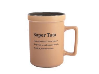 Zdjęcie: Kubek prosty 440 ml z kwadratowym uchem dekoracja super tata ALTOM DESIGN