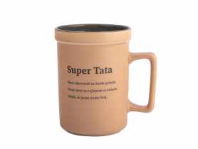 Kubek prosty 440 ml z kwadratowym uchem dekoracja super tata ALTOM DESIGN