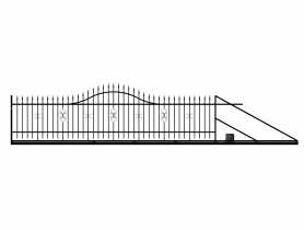 Brama przesuwna Iga 5,00 m, 1,20-1,50 m, ocynk+RAL9005 prawa z automatem POLBRAM