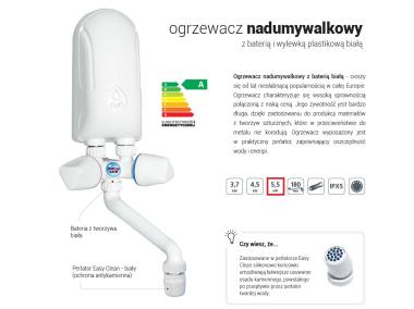 Zdjęcie: Ogrzewacz wody 5,5 kW z baterią białą 230 V DAFI