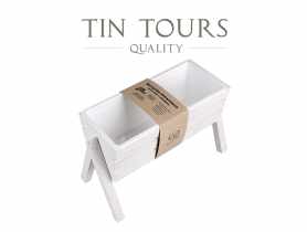 Kwietnik drewniany Koziołek z wkładem biały TIN TOURS