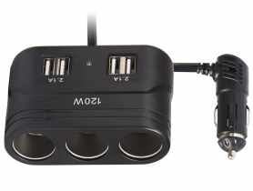 Rozgałęźnik gniazda zapalniczki na 3 gniazda + 4x USB LB0162 LIBOX